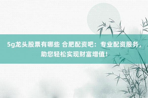5g龙头股票有哪些 合肥配资吧：专业配资服务，助您轻松实现财富增值！